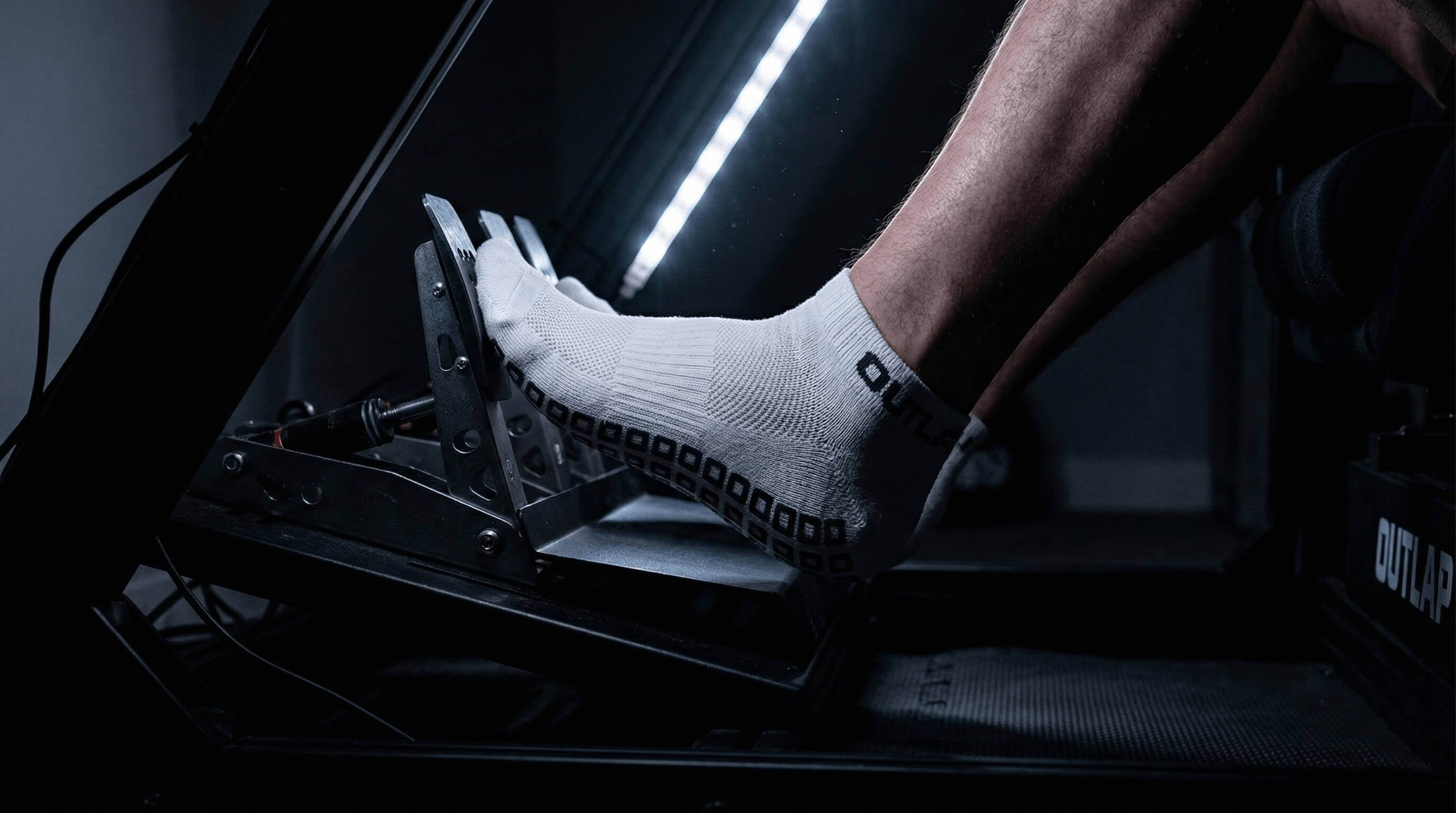 Outlap NitroGrip Frost Sim Racing Socks with led strip