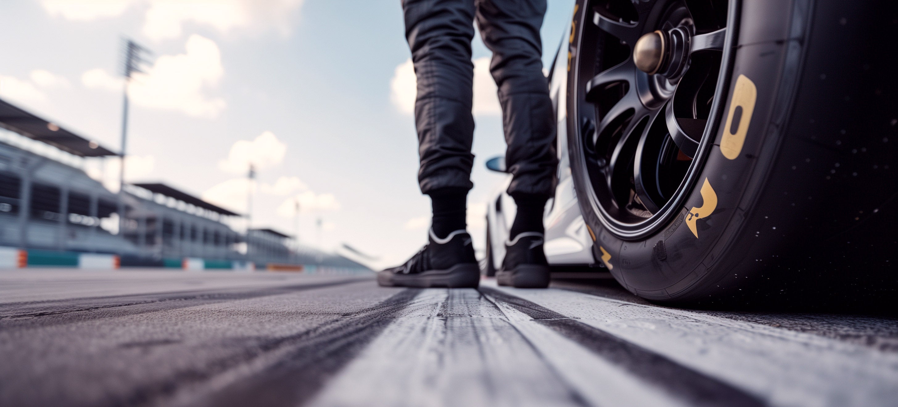 Outlap driver standing on the race track