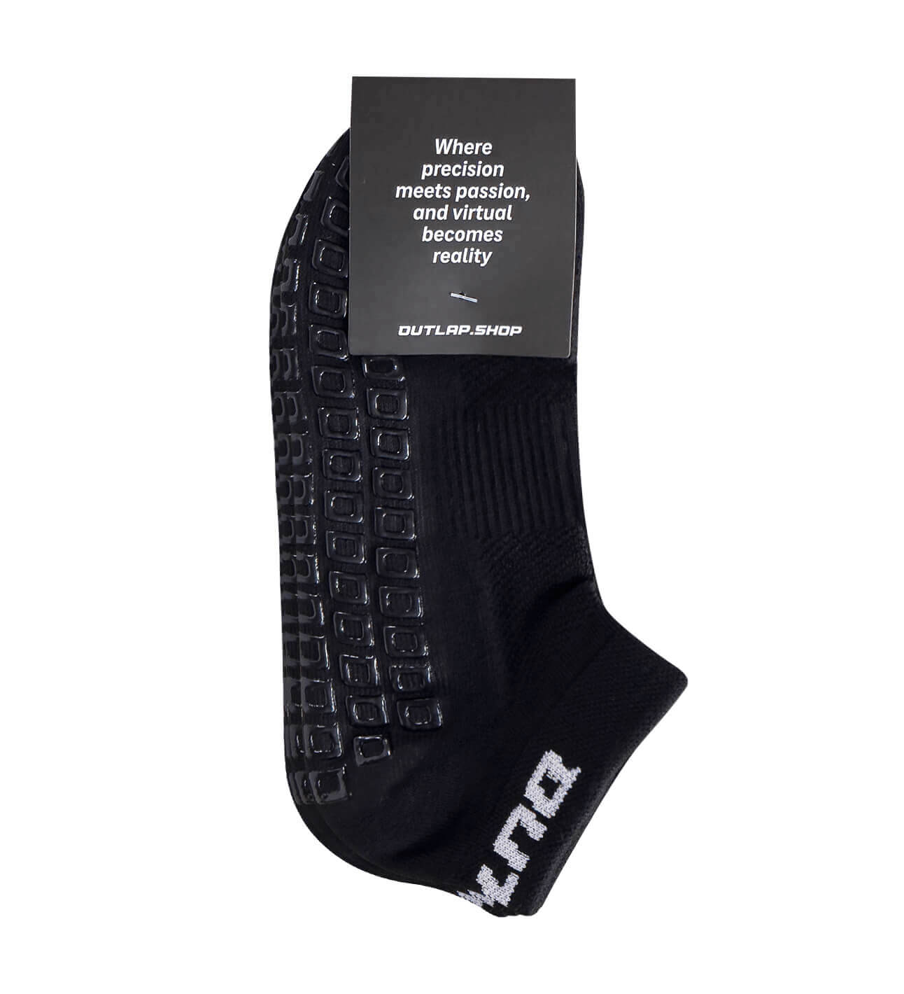 Outlap NitroGrip Obsidian Sim Racing Socks packaging back
